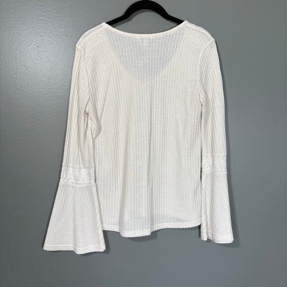 Lucky Brand Women's Ivory Lace Trim Boho Romantic Knit Top - Size XS - Coquette - Picture 6 of 6